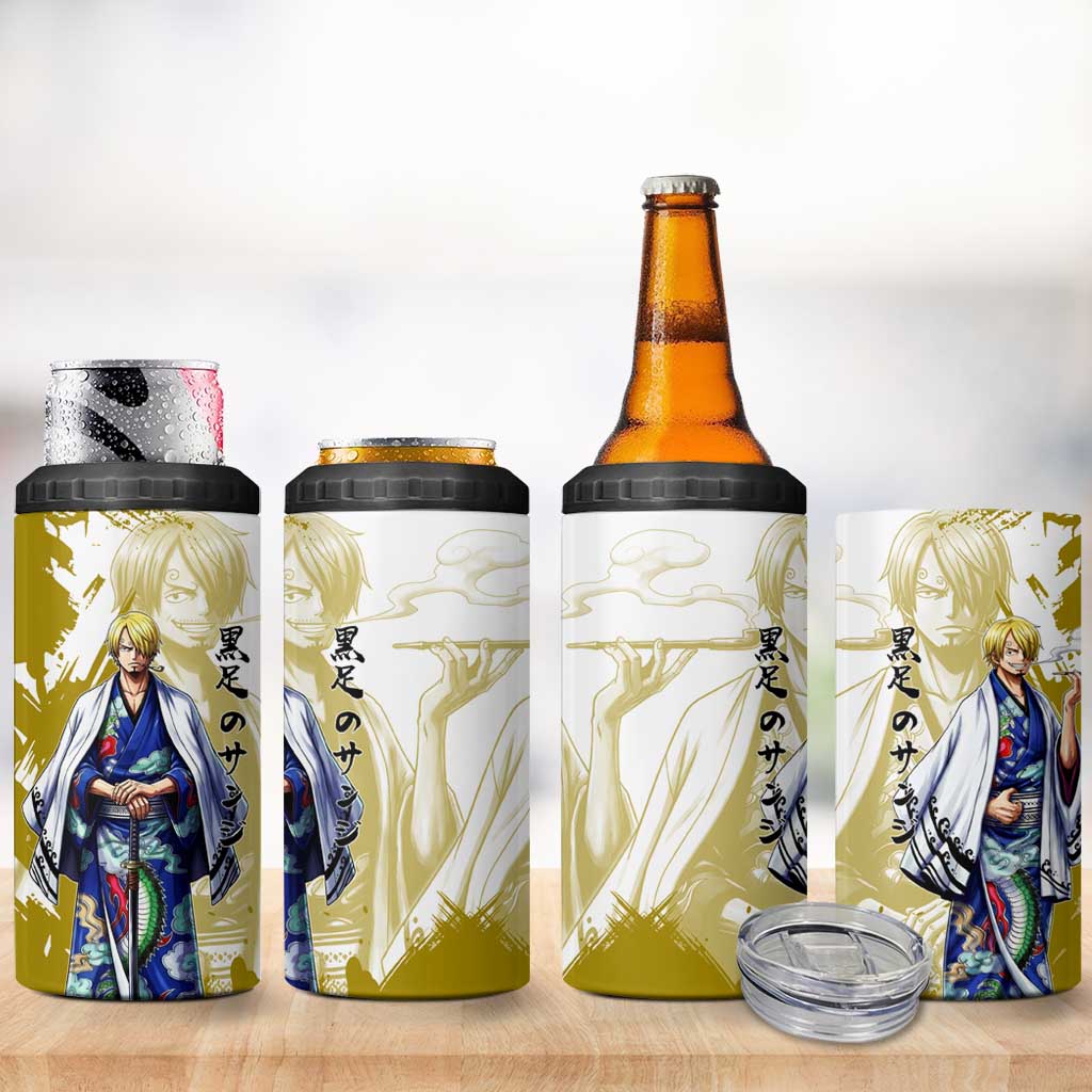 Vinsmoke Sanji - Wano Arc Samurai Style 4 in 1 Can Cooler Tumbler Sanji in Traditional Kimono - One Piece Wano Edition