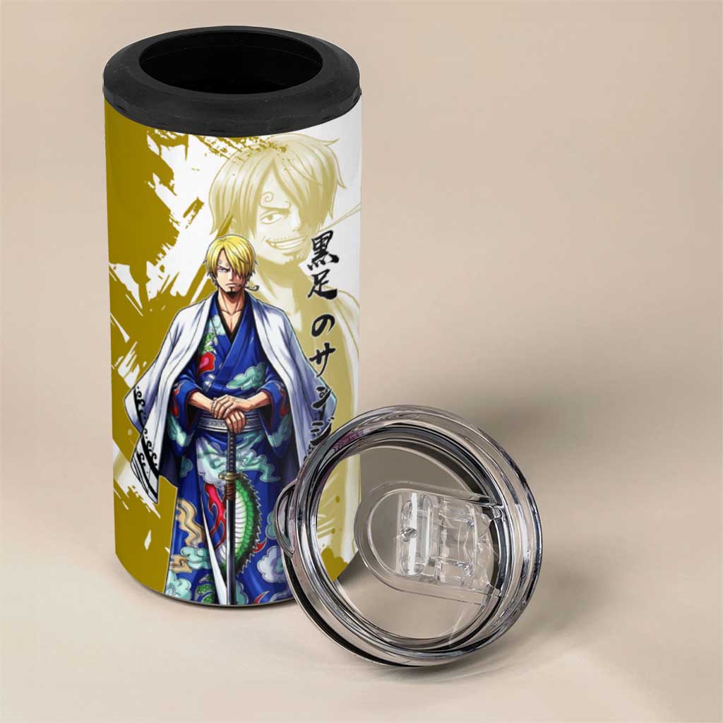 Vinsmoke Sanji - Wano Arc Samurai Style 4 in 1 Can Cooler Tumbler Sanji in Traditional Kimono - One Piece Wano Edition
