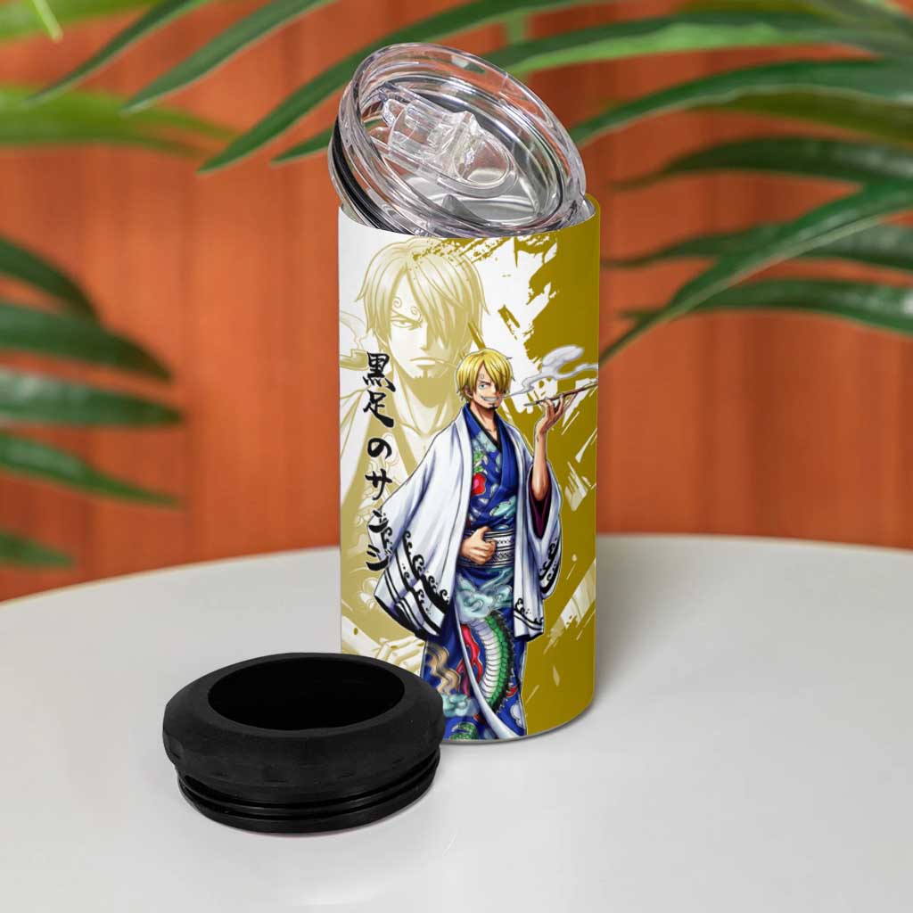 Vinsmoke Sanji - Wano Arc Samurai Style 4 in 1 Can Cooler Tumbler Sanji in Traditional Kimono - One Piece Wano Edition