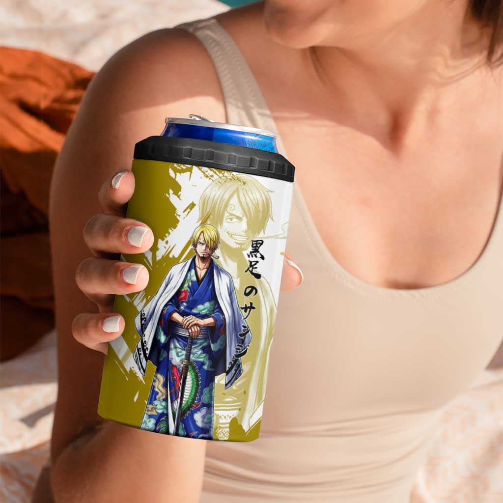 Vinsmoke Sanji - Wano Arc Samurai Style 4 in 1 Can Cooler Tumbler Sanji in Traditional Kimono - One Piece Wano Edition