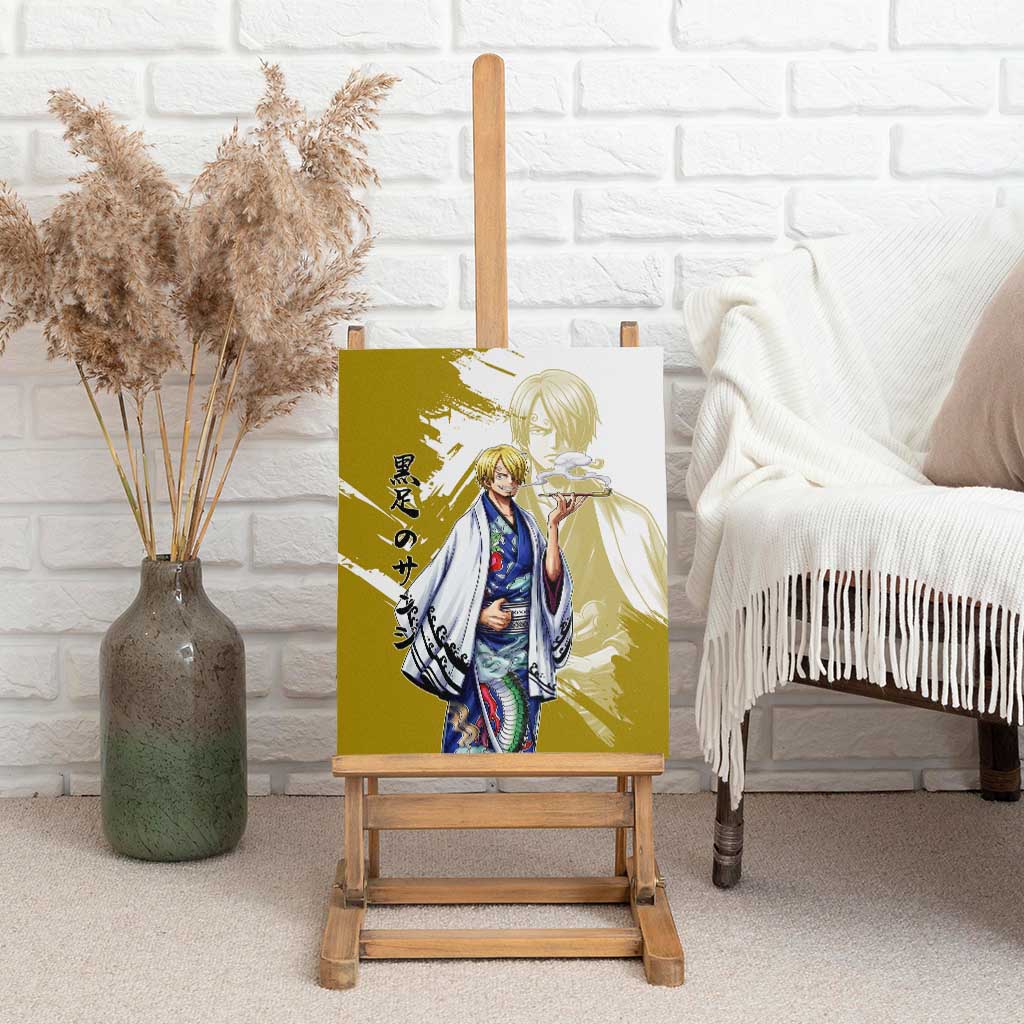 Vinsmoke Sanji - Wano Arc Samurai Style Canvas Wall Art Sanji in Traditional Kimono - One Piece Wano Edition