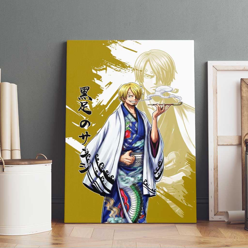 Vinsmoke Sanji - Wano Arc Samurai Style Canvas Wall Art Sanji in Traditional Kimono - One Piece Wano Edition
