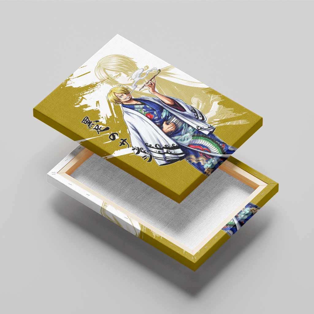 Vinsmoke Sanji - Wano Arc Samurai Style Canvas Wall Art Sanji in Traditional Kimono - One Piece Wano Edition