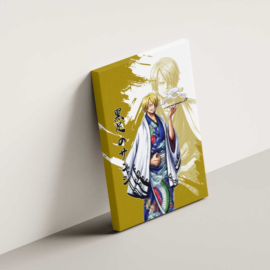 Vinsmoke Sanji - Wano Arc Samurai Style Canvas Wall Art Sanji in Traditional Kimono - One Piece Wano Edition