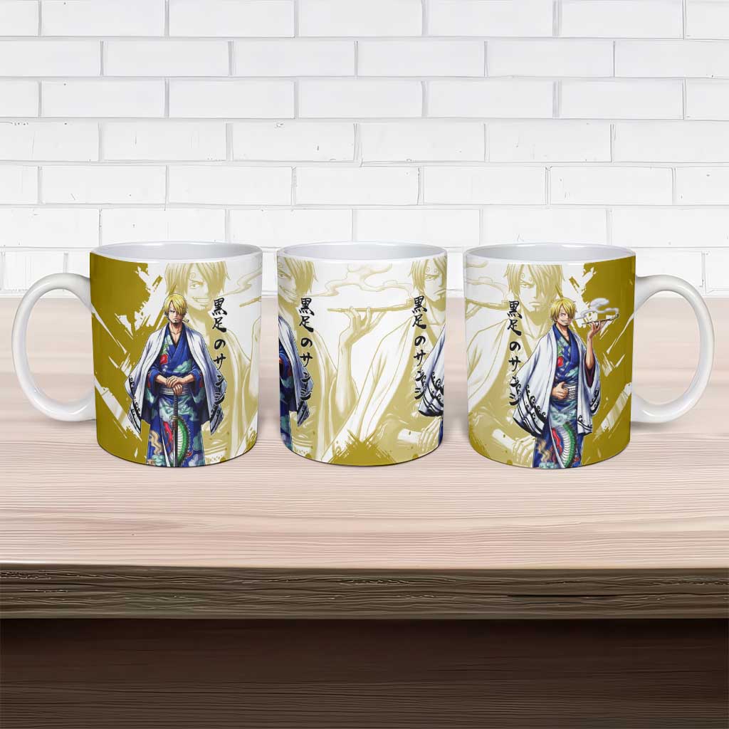 Vinsmoke Sanji - Wano Arc Samurai Style Ceramic Mug Sanji in Traditional Kimono - One Piece Wano Edition