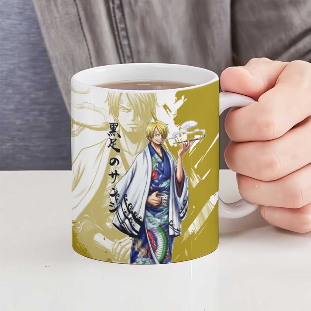 Vinsmoke Sanji - Wano Arc Samurai Style Ceramic Mug Sanji in Traditional Kimono - One Piece Wano Edition