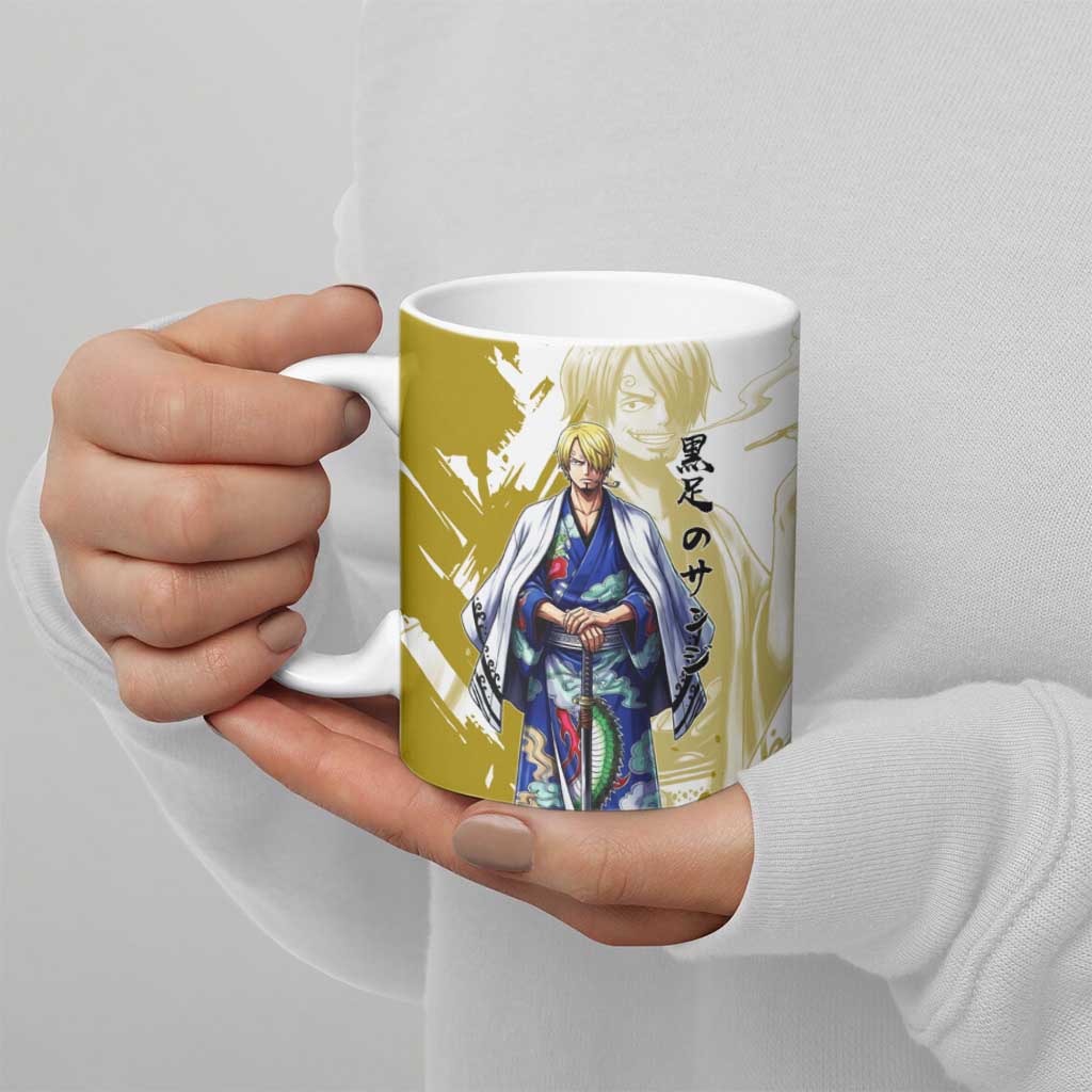 Vinsmoke Sanji - Wano Arc Samurai Style Ceramic Mug Sanji in Traditional Kimono - One Piece Wano Edition