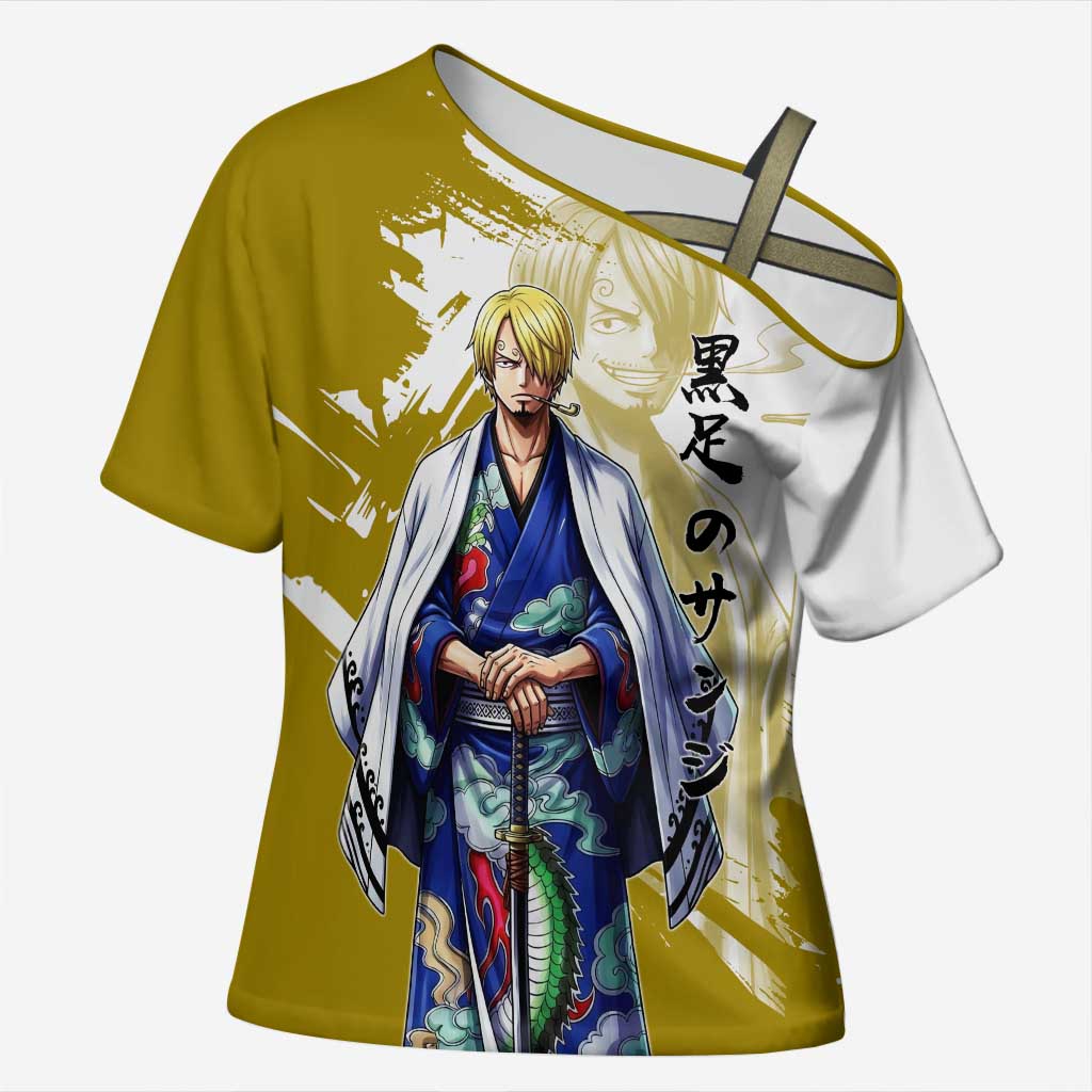 Vinsmoke Sanji - Wano Arc Samurai Style Cross Shoulder Shirt Sanji in Traditional Kimono - One Piece Wano Edition