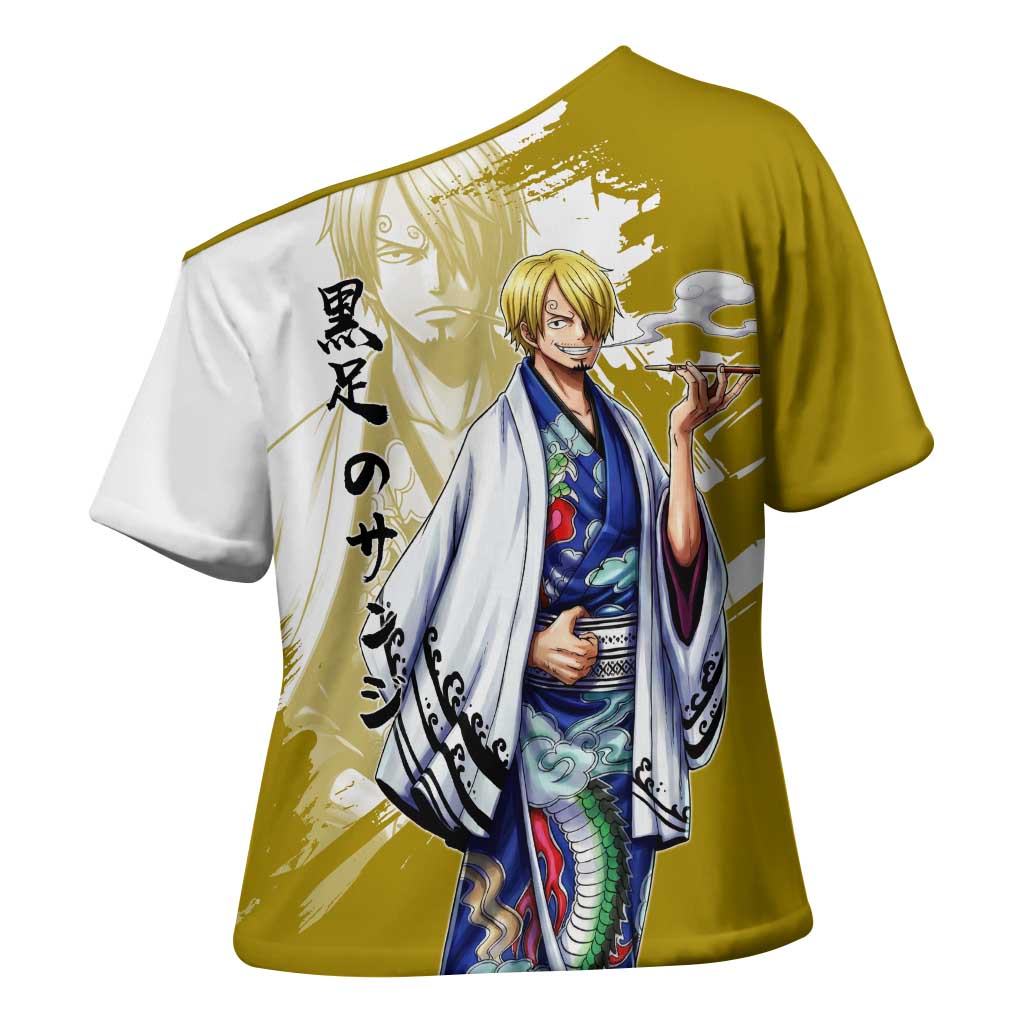 Vinsmoke Sanji - Wano Arc Samurai Style Cross Shoulder Shirt Sanji in Traditional Kimono - One Piece Wano Edition
