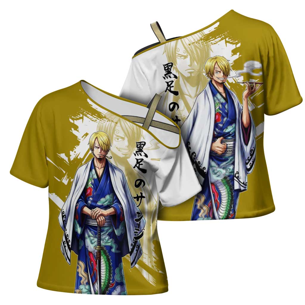 Vinsmoke Sanji - Wano Arc Samurai Style Cross Shoulder Shirt Sanji in Traditional Kimono - One Piece Wano Edition