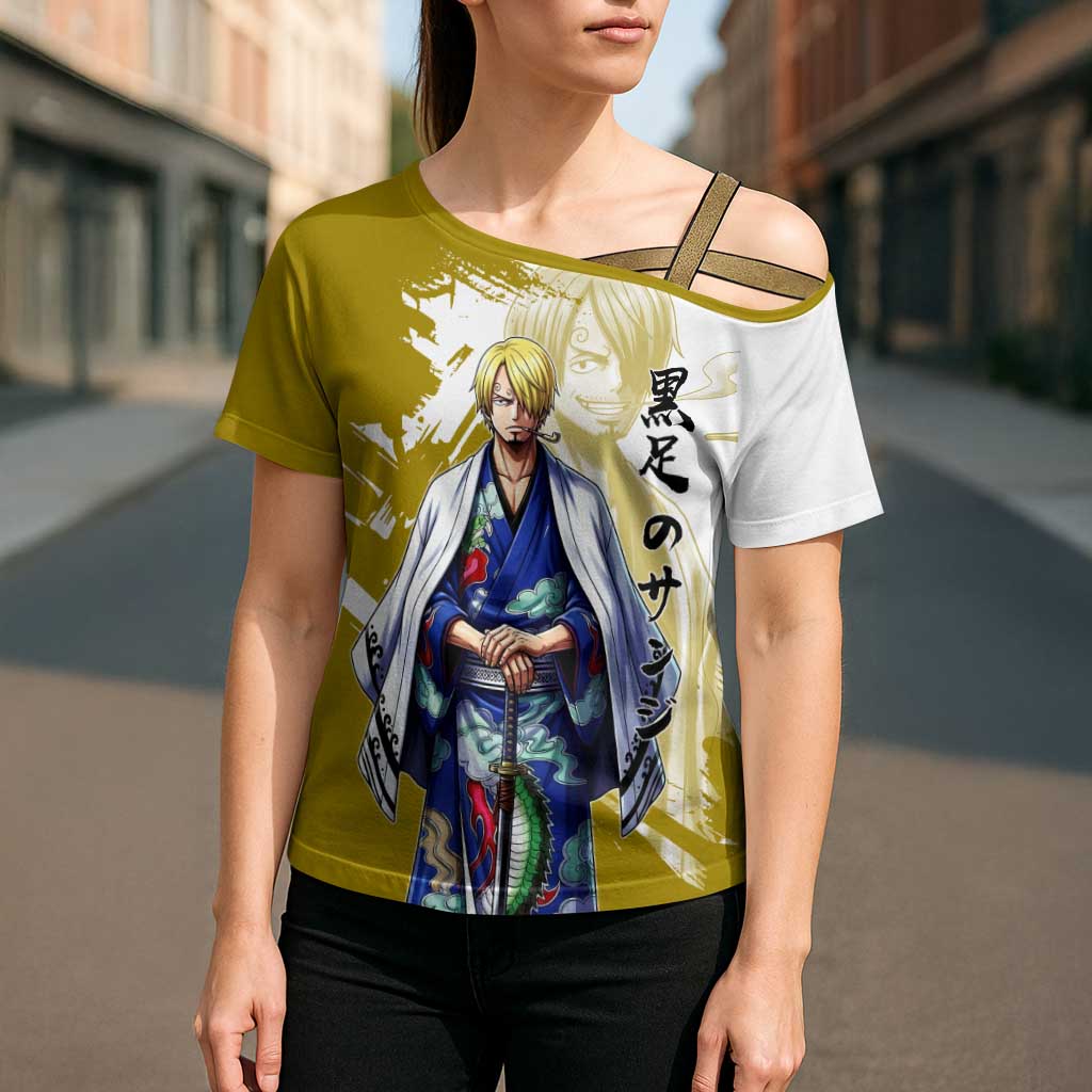 Vinsmoke Sanji - Wano Arc Samurai Style Cross Shoulder Shirt Sanji in Traditional Kimono - One Piece Wano Edition