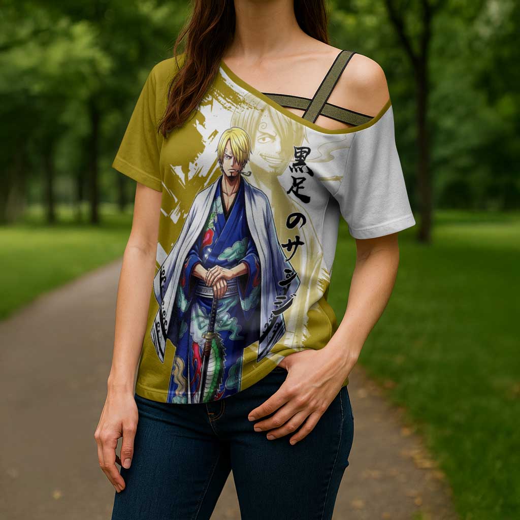 Vinsmoke Sanji - Wano Arc Samurai Style Cross Shoulder Shirt Sanji in Traditional Kimono - One Piece Wano Edition