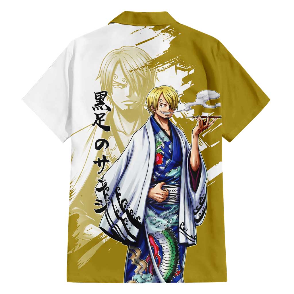 Vinsmoke Sanji - Wano Arc Samurai Style Family Matching Puletasi and Hawaiian Shirt Sanji in Traditional Kimono - One Piece Wano Edition