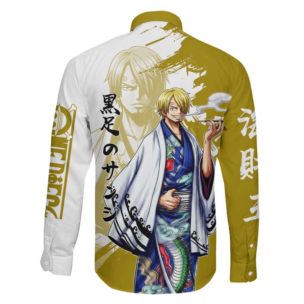 Vinsmoke Sanji - Wano Arc Samurai Style Family Matching Summer Maxi Dress and Hawaiian Shirt Sanji in Traditional Kimono - One Piece Wano Edition