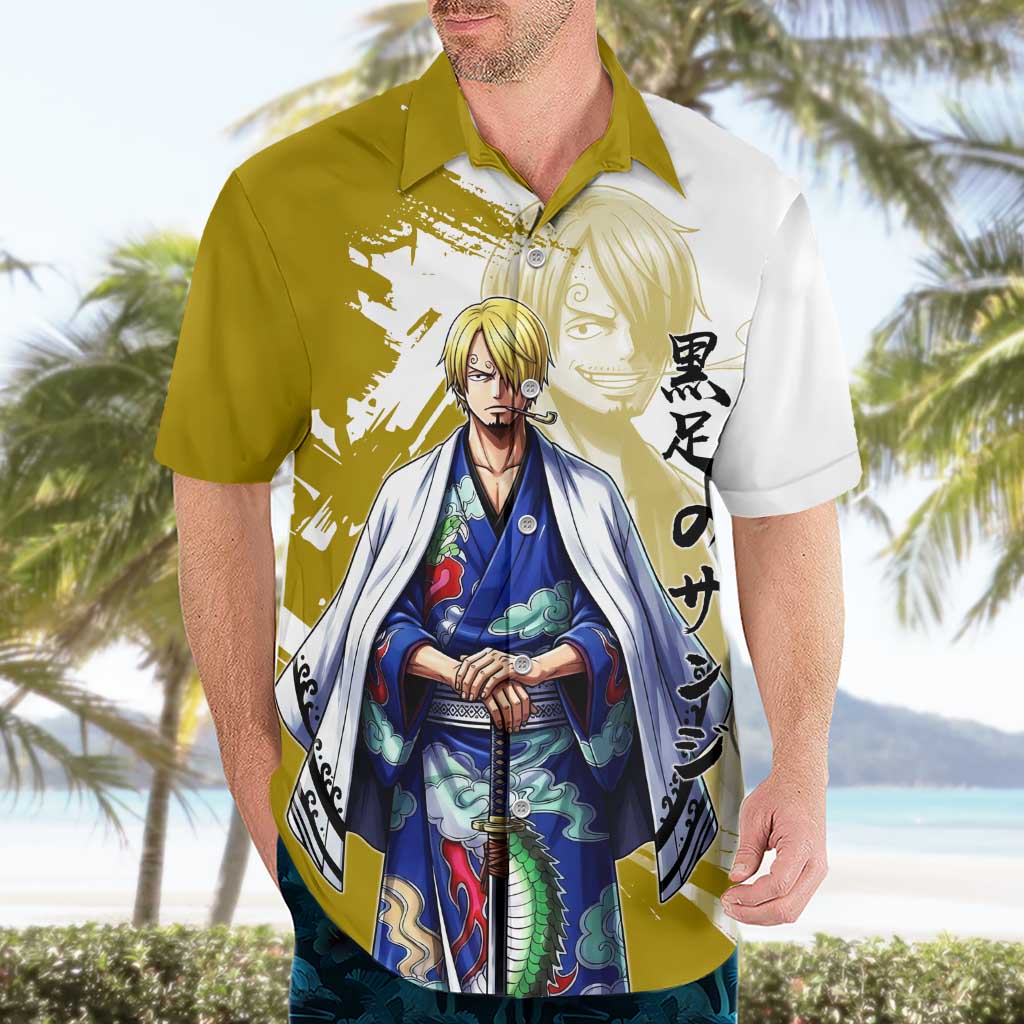 Vinsmoke Sanji - Wano Arc Samurai Style Hawaiian Shirt Sanji in Traditional Kimono - One Piece Wano Edition