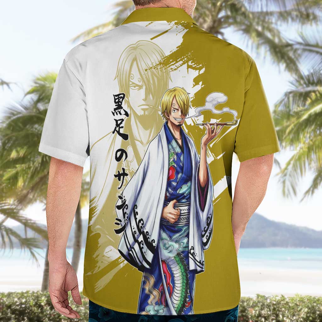 Vinsmoke Sanji - Wano Arc Samurai Style Hawaiian Shirt Sanji in Traditional Kimono - One Piece Wano Edition