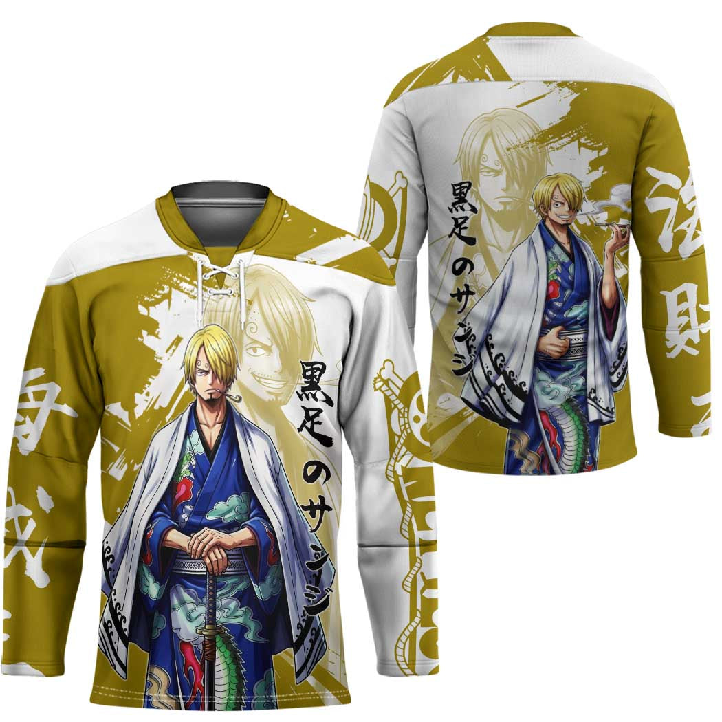 Vinsmoke Sanji - Wano Arc Samurai Style Hockey Jersey Sanji in Traditional Kimono - One Piece Wano Edition
