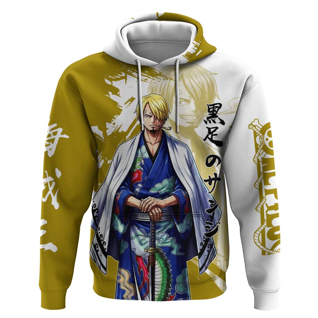 Vinsmoke Sanji - Wano Arc Samurai Style Hoodie Sanji in Traditional Kimono - One Piece Wano Edition