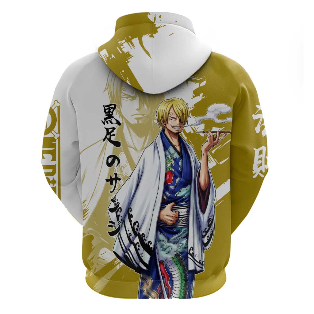 Vinsmoke Sanji - Wano Arc Samurai Style Hoodie Sanji in Traditional Kimono - One Piece Wano Edition