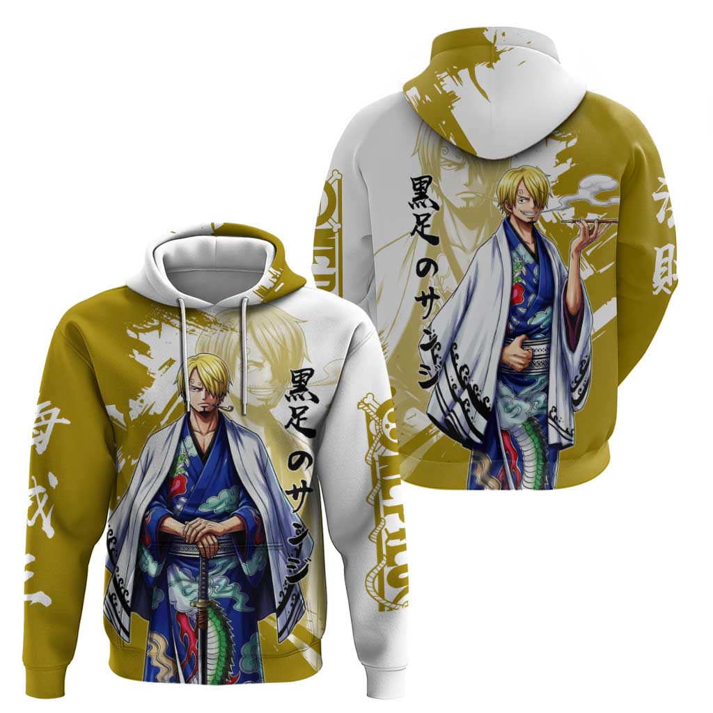 Vinsmoke Sanji - Wano Arc Samurai Style Hoodie Sanji in Traditional Kimono - One Piece Wano Edition