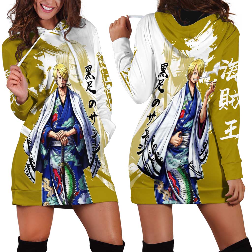 Vinsmoke Sanji - Wano Arc Samurai Style Hoodie Dress Sanji in Traditional Kimono - One Piece Wano Edition