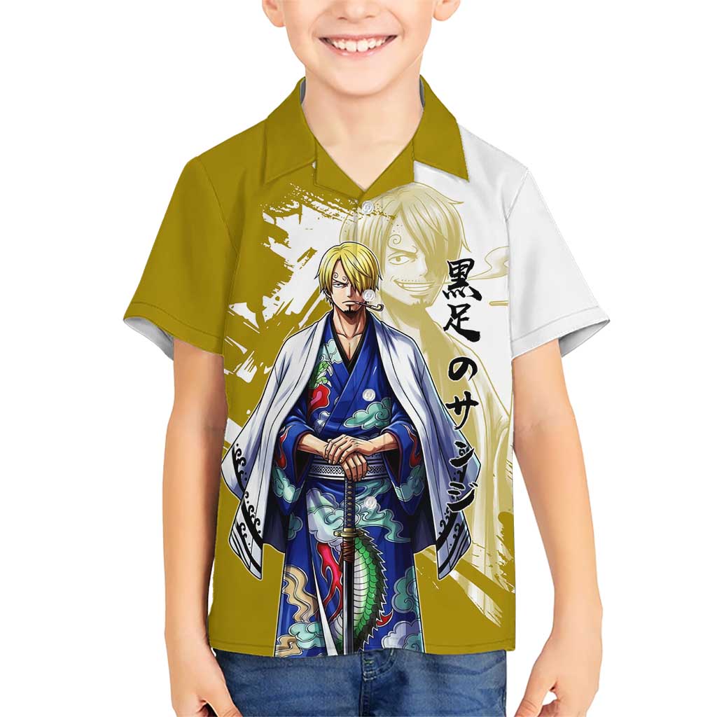 Vinsmoke Sanji - Wano Arc Samurai Style Kid Hawaiian Shirt Sanji in Traditional Kimono - One Piece Wano Edition