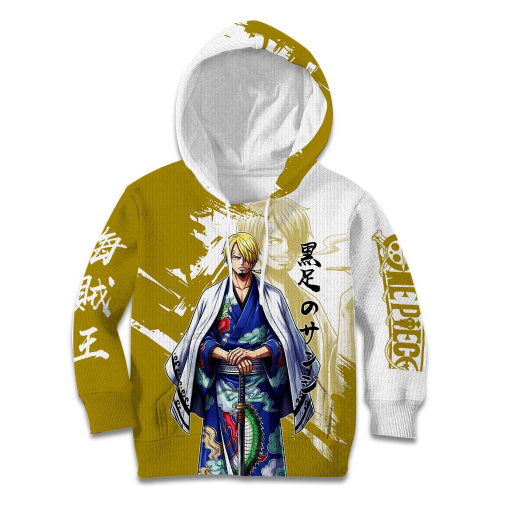 Vinsmoke Sanji - Wano Arc Samurai Style Kid Hoodie Sanji in Traditional Kimono - One Piece Wano Edition