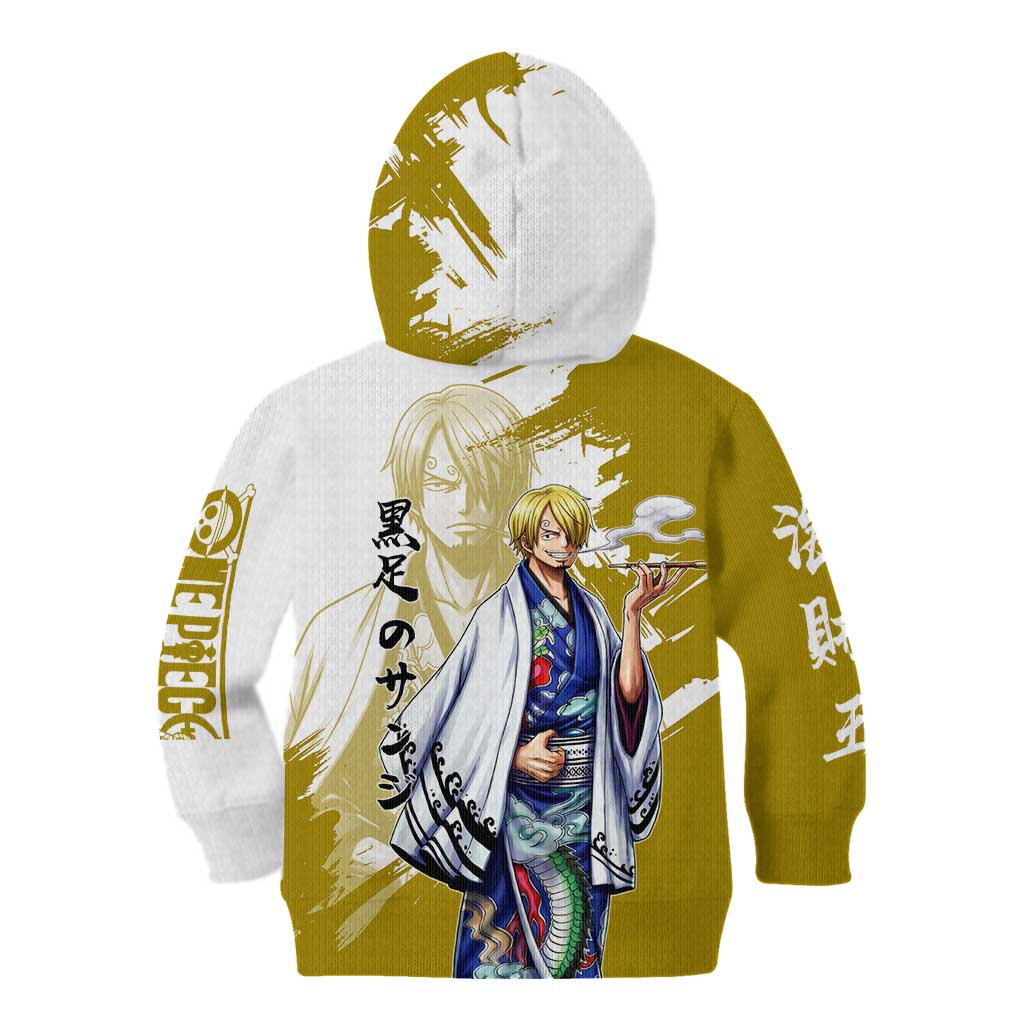 Vinsmoke Sanji - Wano Arc Samurai Style Kid Hoodie Sanji in Traditional Kimono - One Piece Wano Edition
