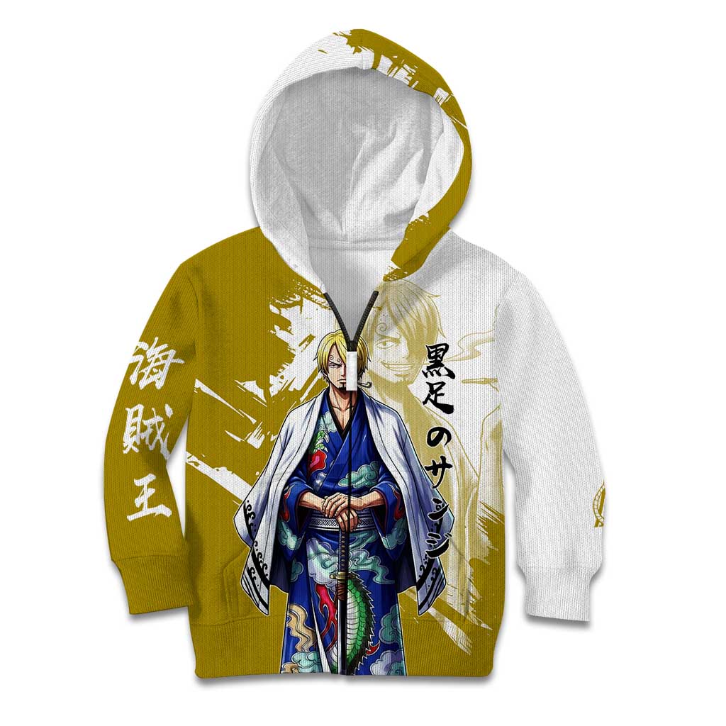Vinsmoke Sanji - Wano Arc Samurai Style Kid Hoodie Sanji in Traditional Kimono - One Piece Wano Edition