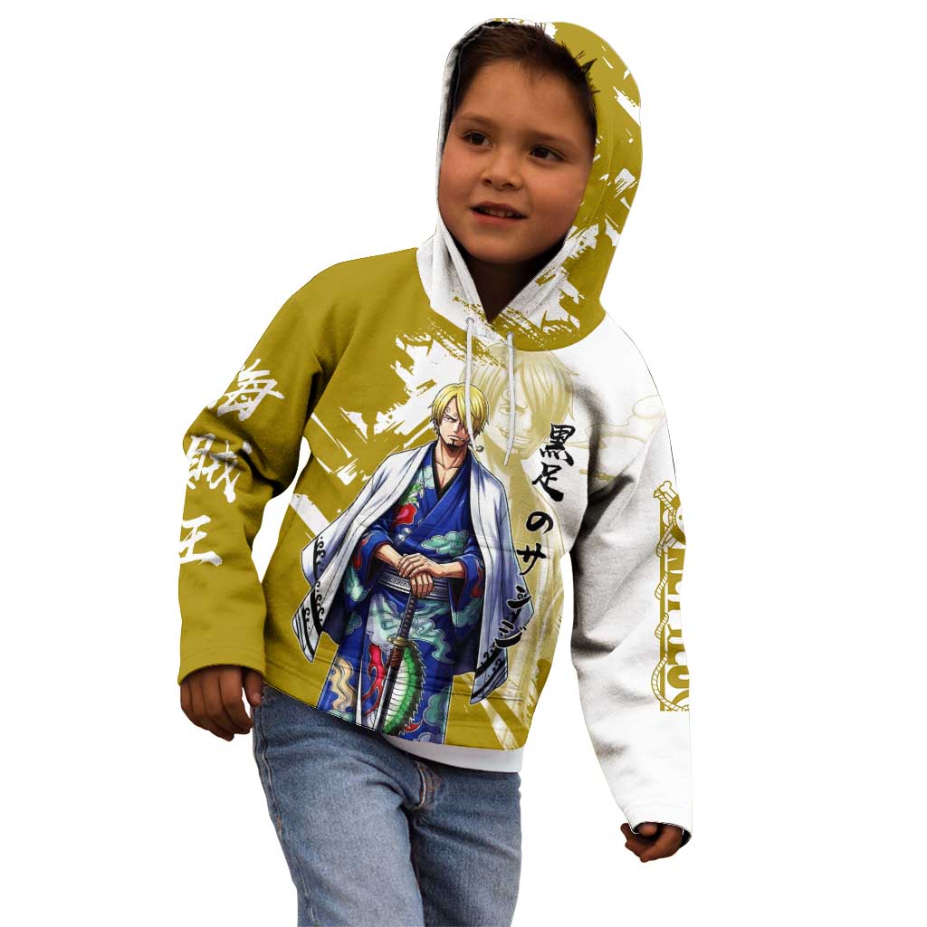 Vinsmoke Sanji - Wano Arc Samurai Style Kid Hoodie Sanji in Traditional Kimono - One Piece Wano Edition