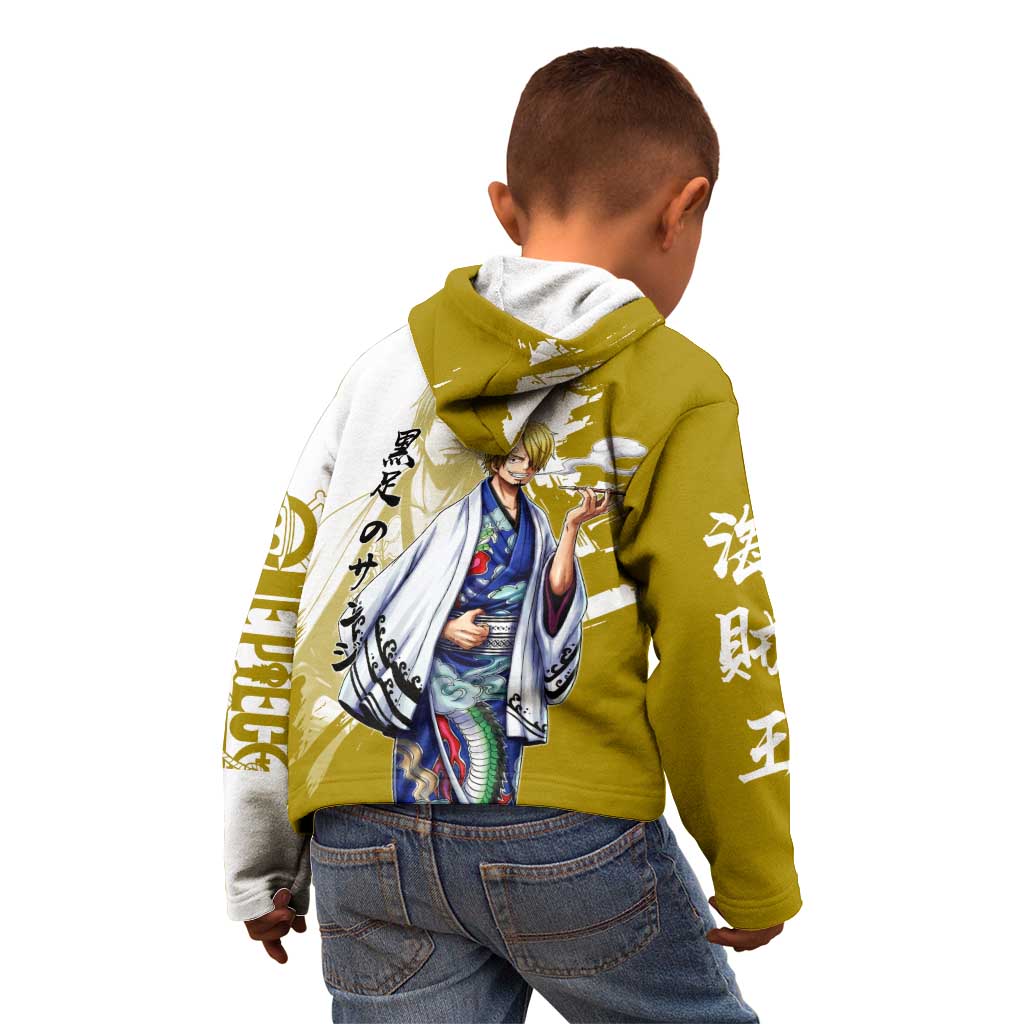 Vinsmoke Sanji - Wano Arc Samurai Style Kid Hoodie Sanji in Traditional Kimono - One Piece Wano Edition