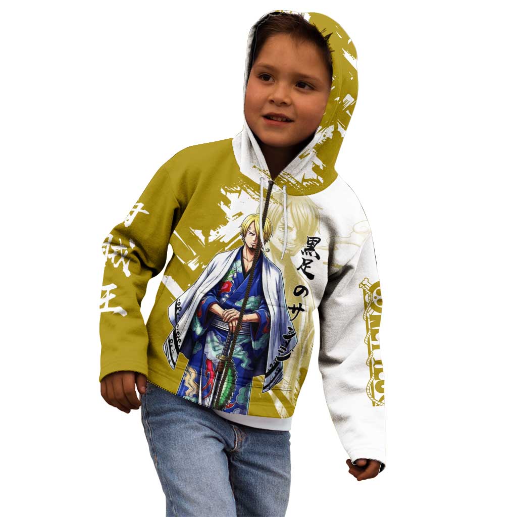 Vinsmoke Sanji - Wano Arc Samurai Style Kid Hoodie Sanji in Traditional Kimono - One Piece Wano Edition
