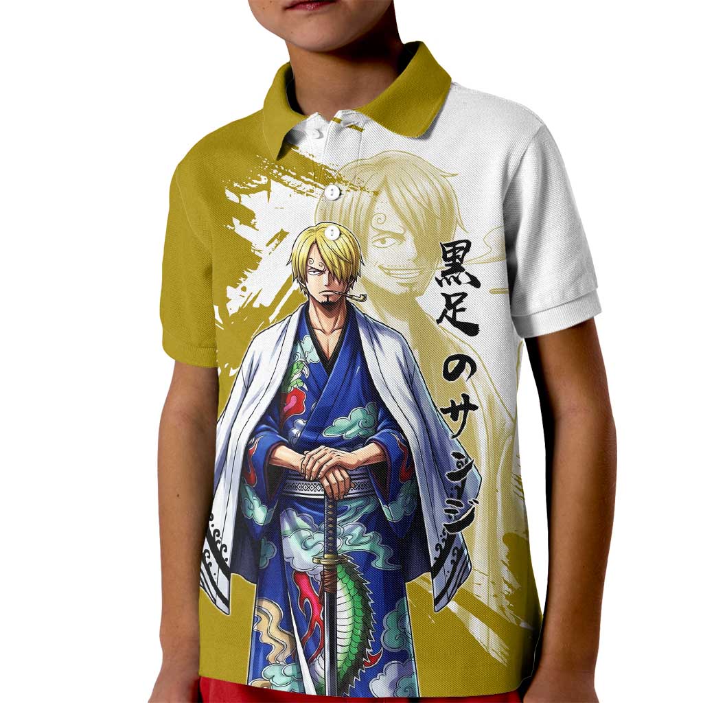 Vinsmoke Sanji - Wano Arc Samurai Style Kid Polo Shirt Sanji in Traditional Kimono - One Piece Wano Edition