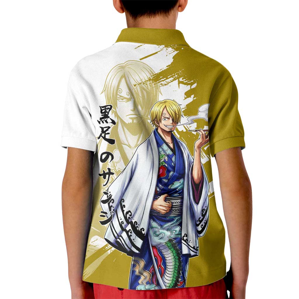 Vinsmoke Sanji - Wano Arc Samurai Style Kid Polo Shirt Sanji in Traditional Kimono - One Piece Wano Edition