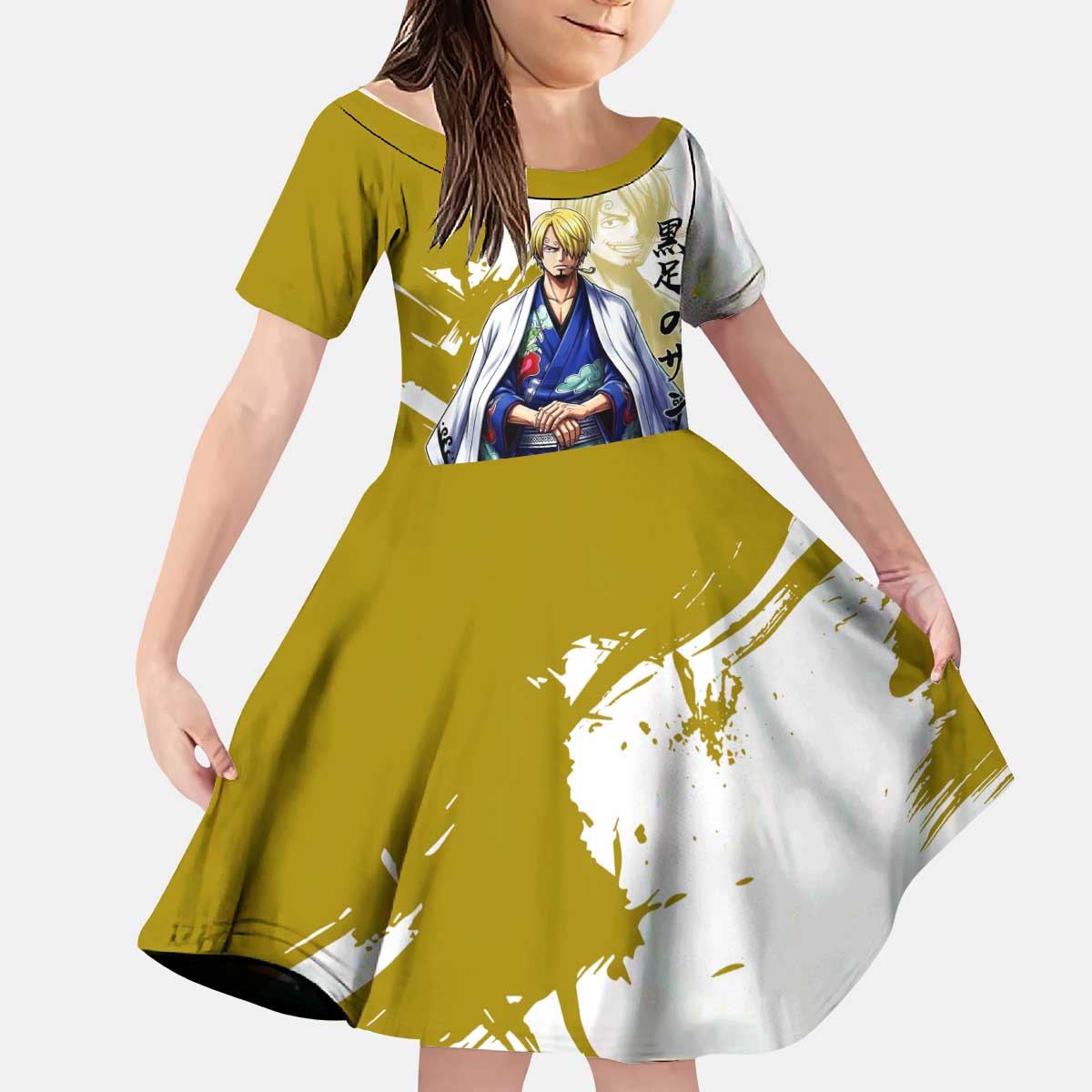 Vinsmoke Sanji - Wano Arc Samurai Style Kid Short Sleeve Dress Sanji in Traditional Kimono - One Piece Wano Edition
