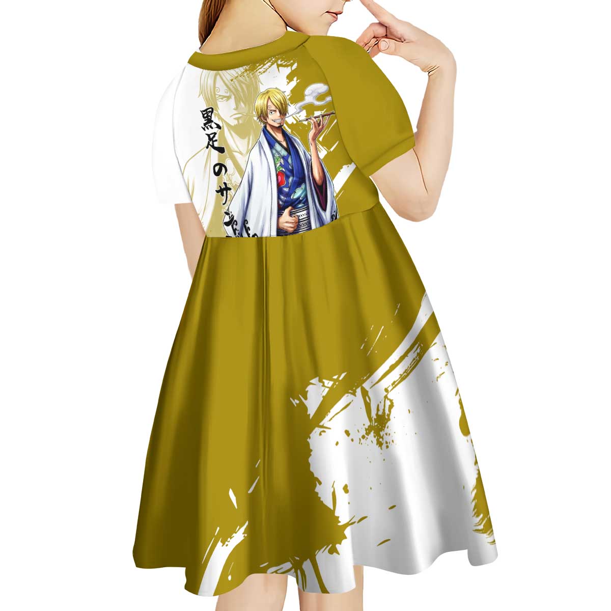 Vinsmoke Sanji - Wano Arc Samurai Style Kid Short Sleeve Dress Sanji in Traditional Kimono - One Piece Wano Edition