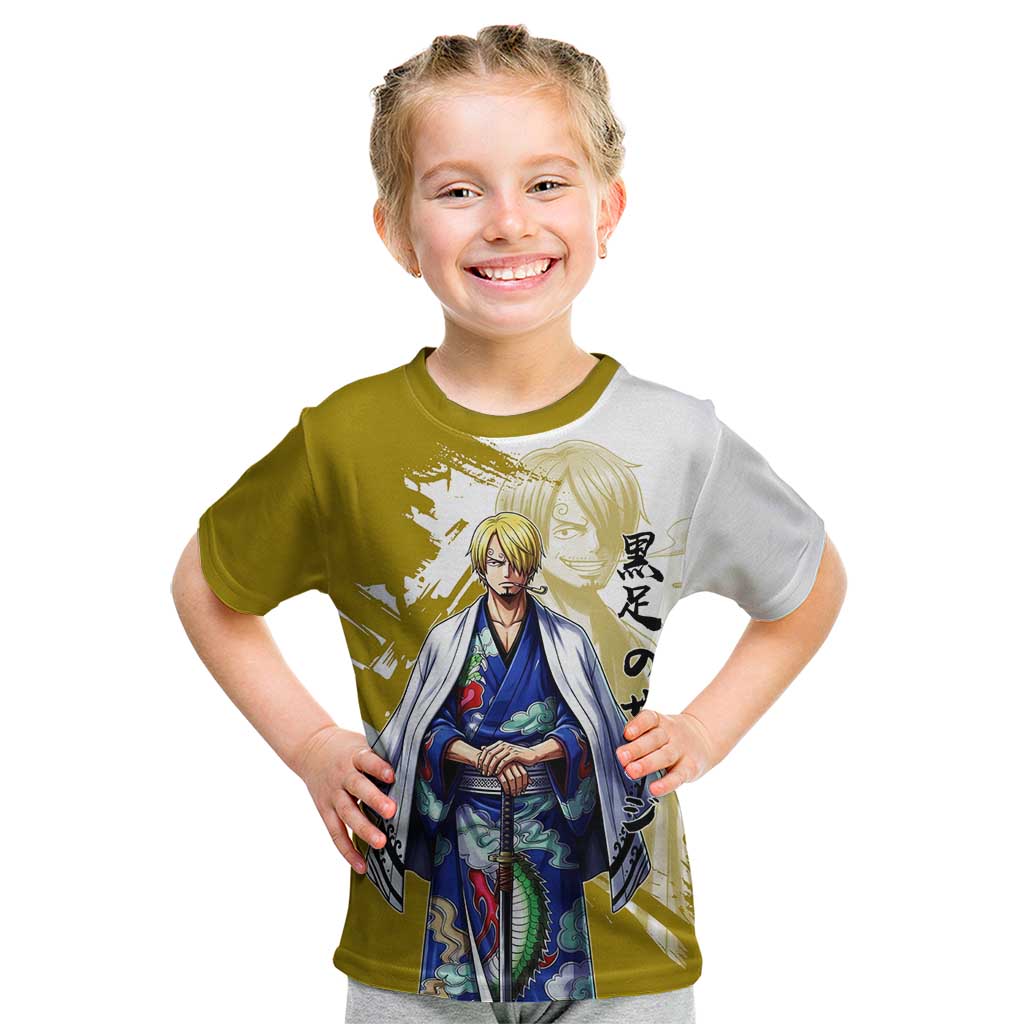 Vinsmoke Sanji - Wano Arc Samurai Style Kid T Shirt Sanji in Traditional Kimono - One Piece Wano Edition