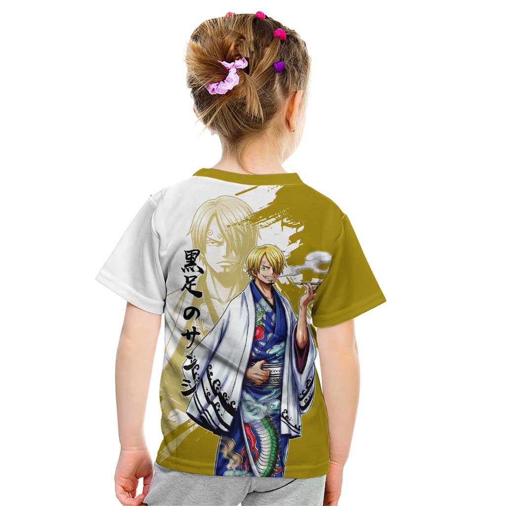 Vinsmoke Sanji - Wano Arc Samurai Style Kid T Shirt Sanji in Traditional Kimono - One Piece Wano Edition