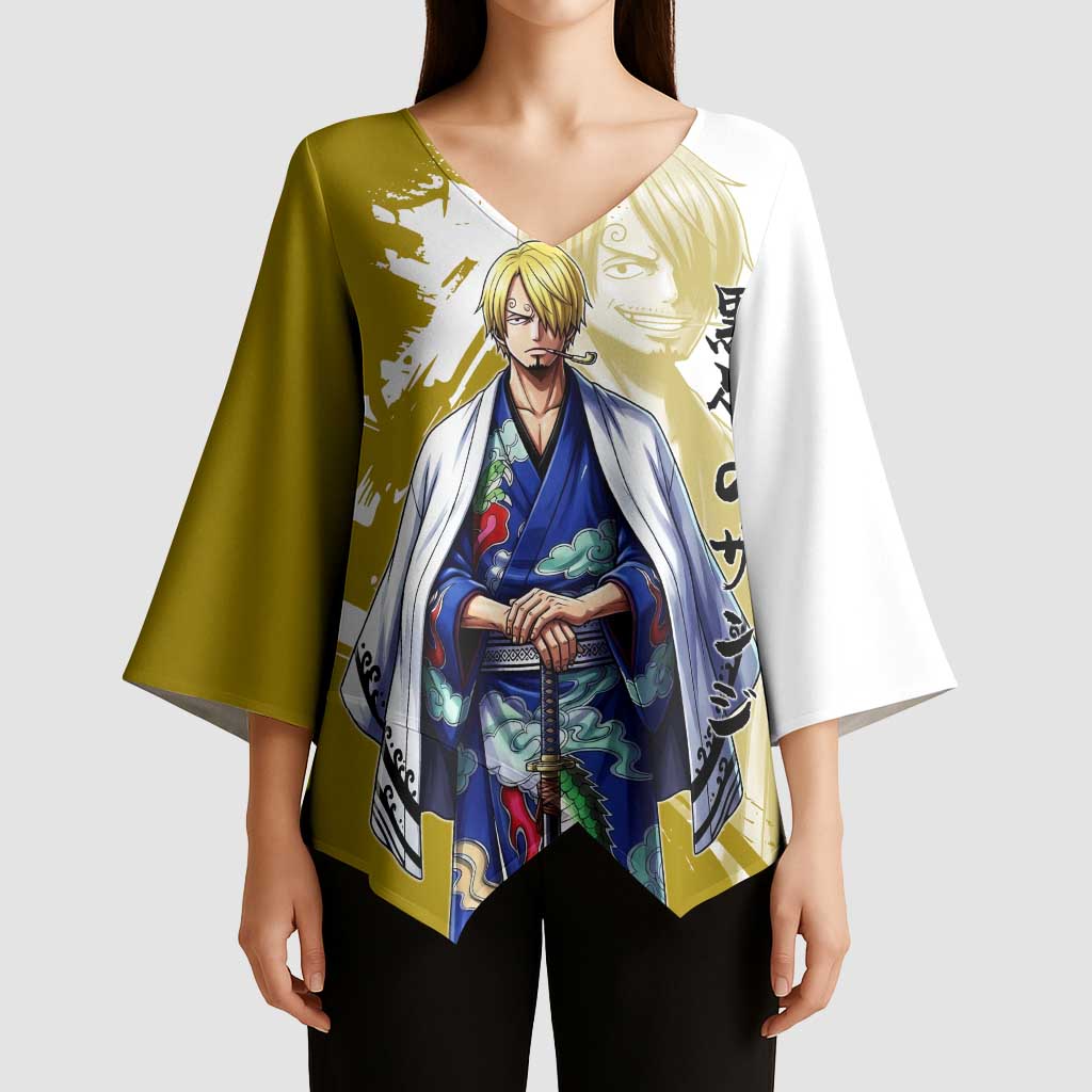Vinsmoke Sanji - Wano Arc Samurai Style Kimono Sleeve Blouse Sanji in Traditional Kimono - One Piece Wano Edition