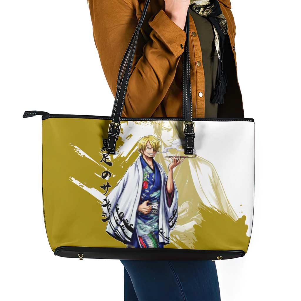 Vinsmoke Sanji - Wano Arc Samurai Style Leather Tote Bag Sanji in Traditional Kimono - One Piece Wano Edition