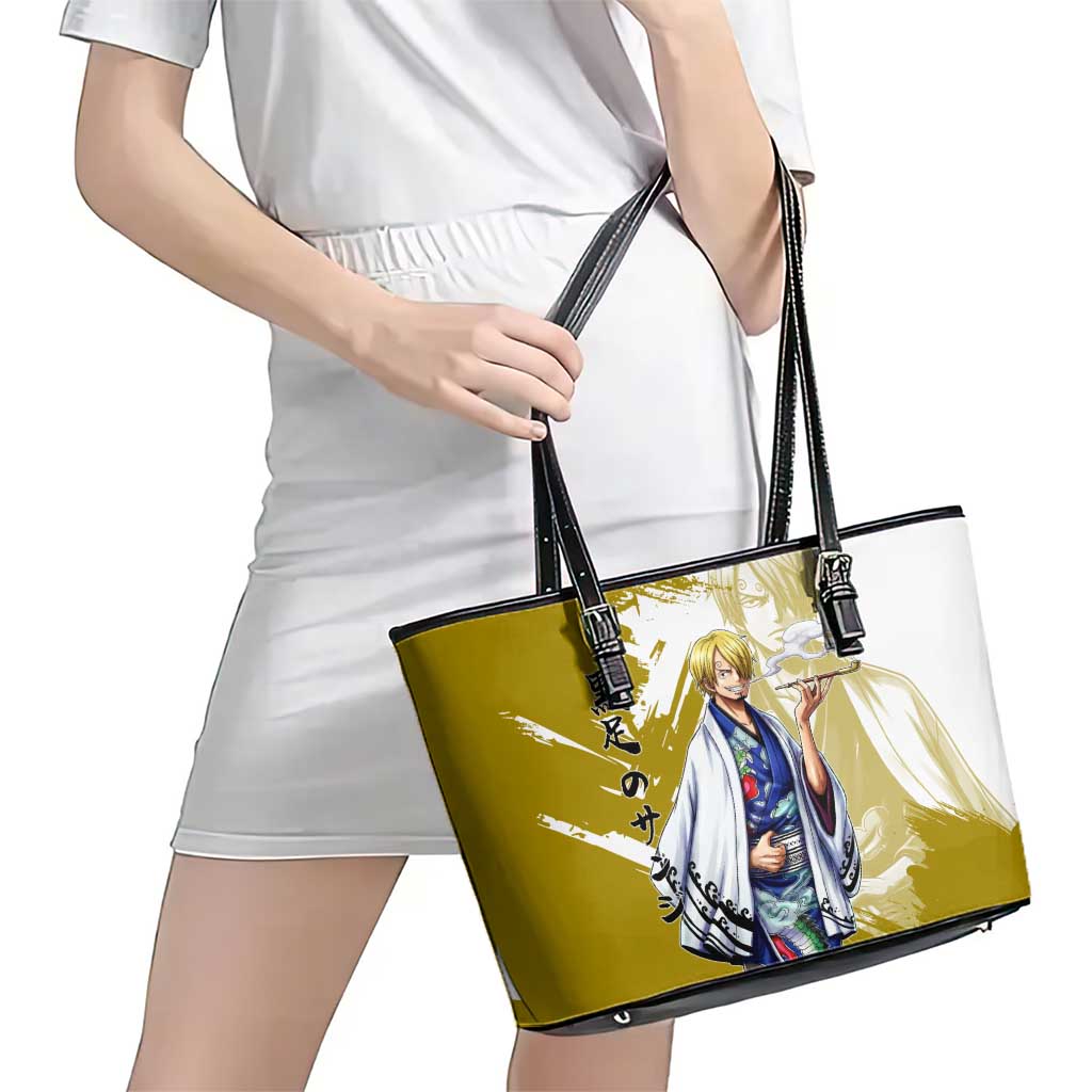 Vinsmoke Sanji - Wano Arc Samurai Style Leather Tote Bag Sanji in Traditional Kimono - One Piece Wano Edition