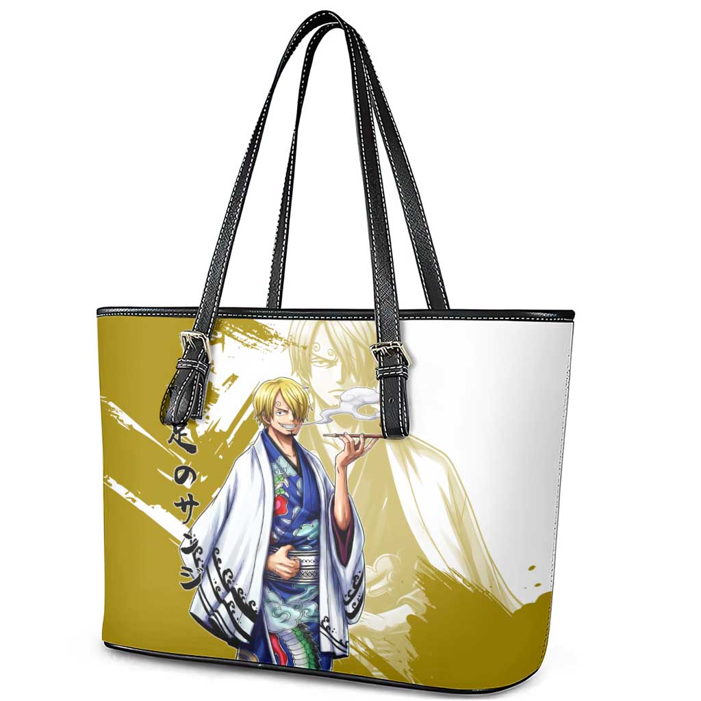 Vinsmoke Sanji - Wano Arc Samurai Style Leather Tote Bag Sanji in Traditional Kimono - One Piece Wano Edition