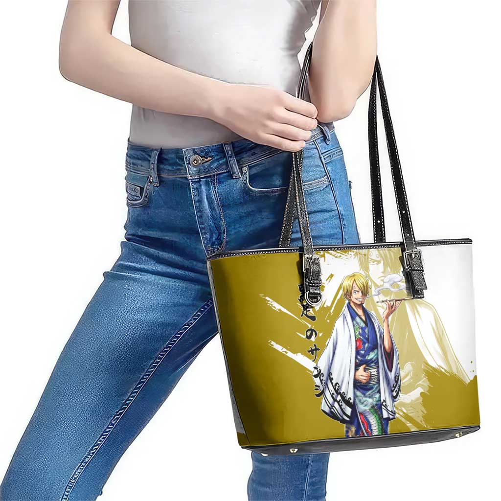 Vinsmoke Sanji - Wano Arc Samurai Style Leather Tote Bag Sanji in Traditional Kimono - One Piece Wano Edition