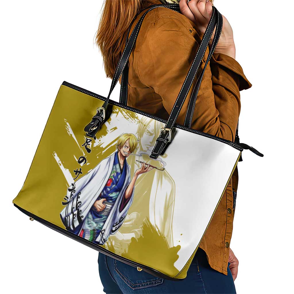 Vinsmoke Sanji - Wano Arc Samurai Style Leather Tote Bag Sanji in Traditional Kimono - One Piece Wano Edition