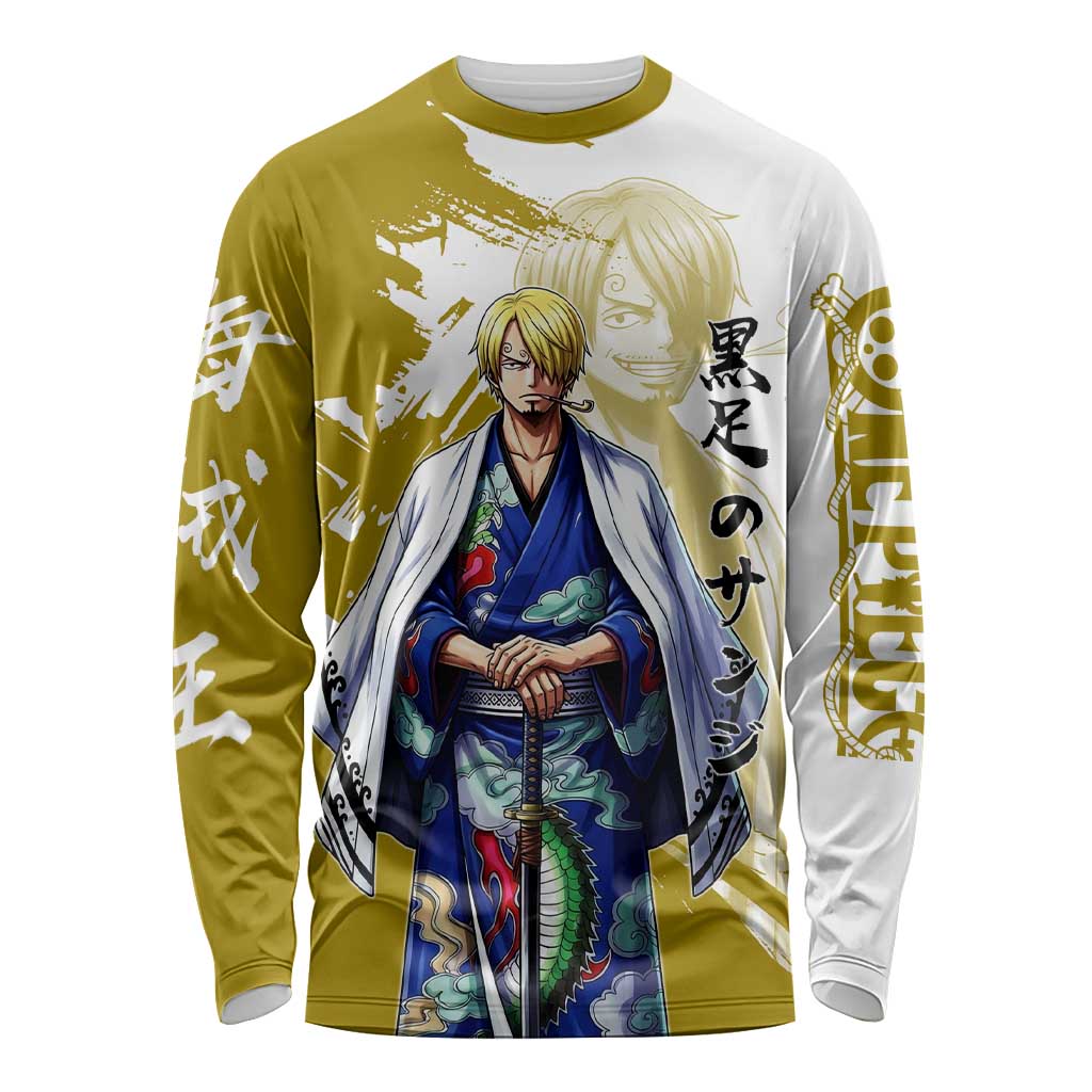 Vinsmoke Sanji - Wano Arc Samurai Style Long Sleeve Shirt Sanji in Traditional Kimono - One Piece Wano Edition