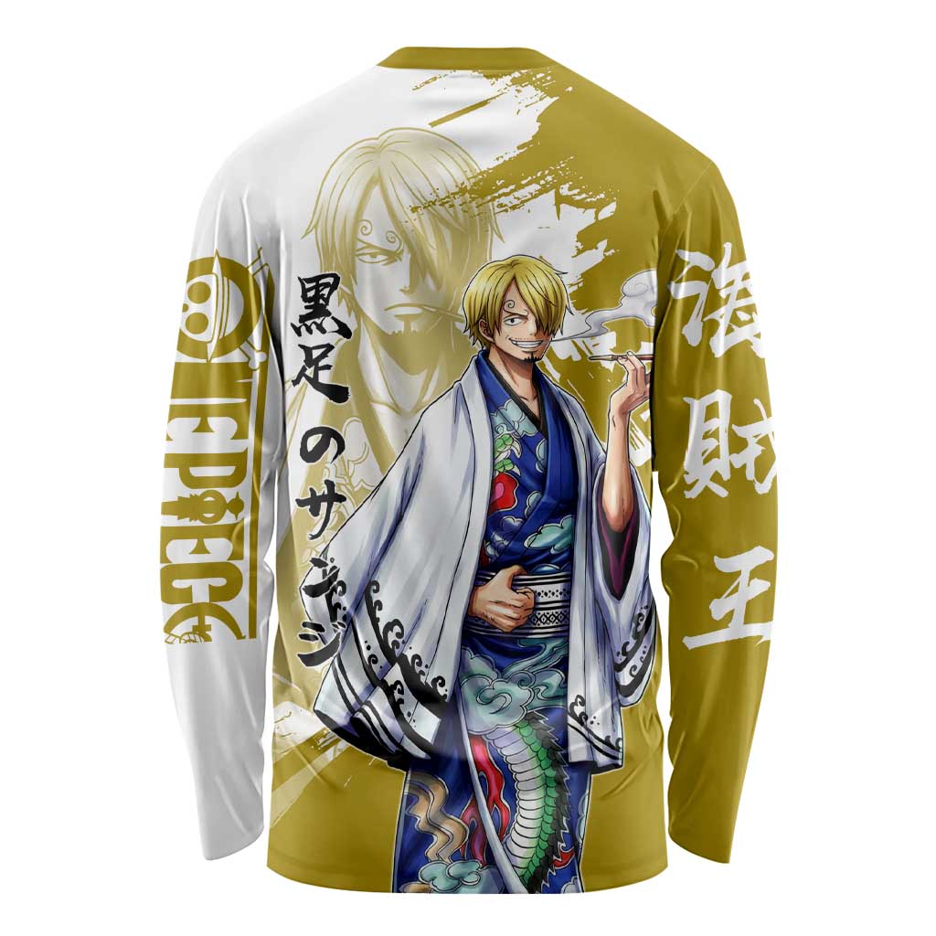 Vinsmoke Sanji - Wano Arc Samurai Style Long Sleeve Shirt Sanji in Traditional Kimono - One Piece Wano Edition