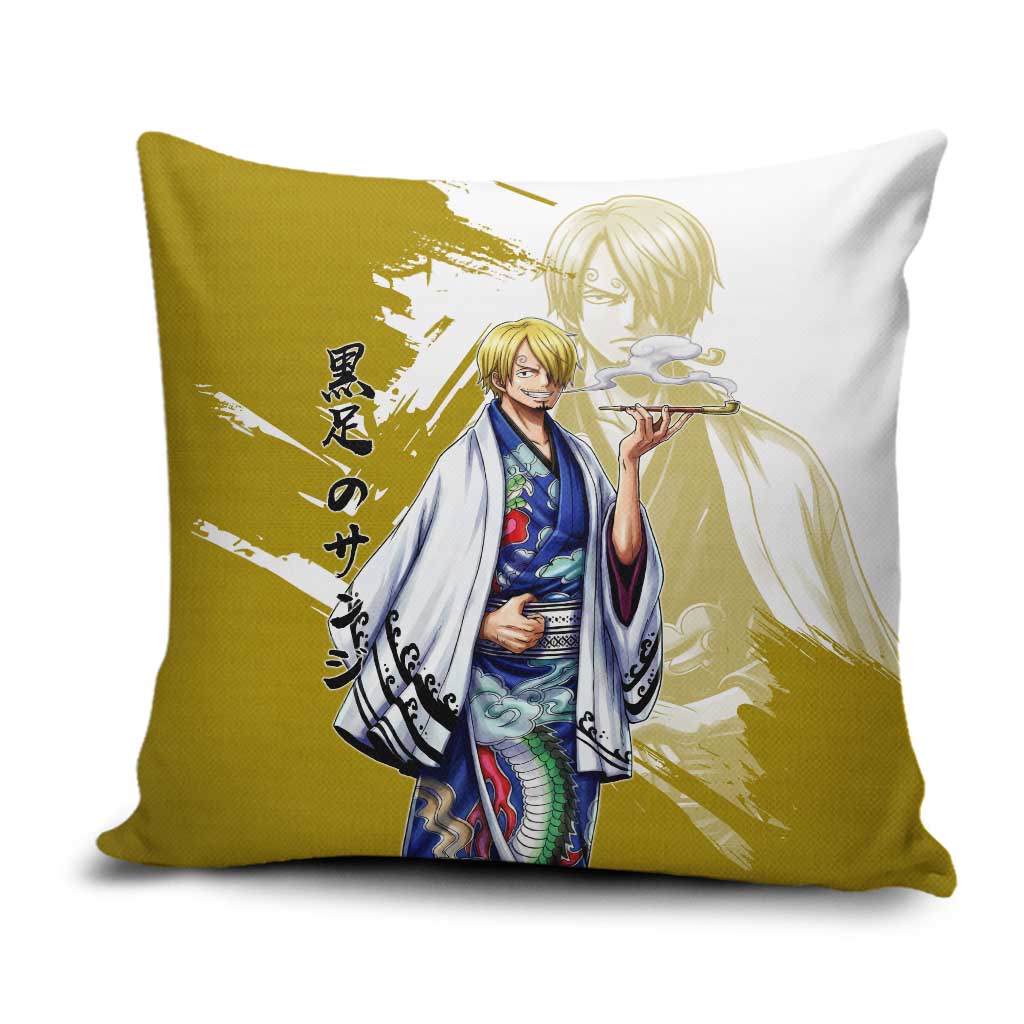 Vinsmoke Sanji - Wano Arc Samurai Style Pillow Cover Sanji in Traditional Kimono - One Piece Wano Edition