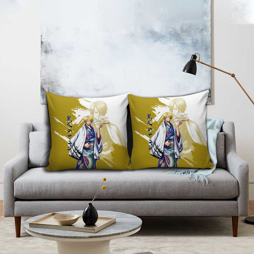 Vinsmoke Sanji - Wano Arc Samurai Style Pillow Cover Sanji in Traditional Kimono - One Piece Wano Edition