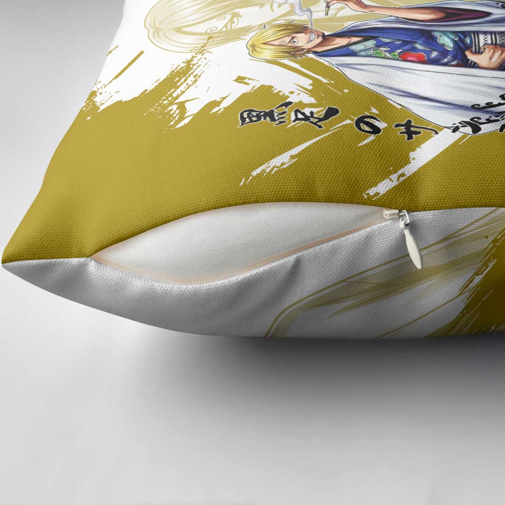 Vinsmoke Sanji - Wano Arc Samurai Style Pillow Cover Sanji in Traditional Kimono - One Piece Wano Edition