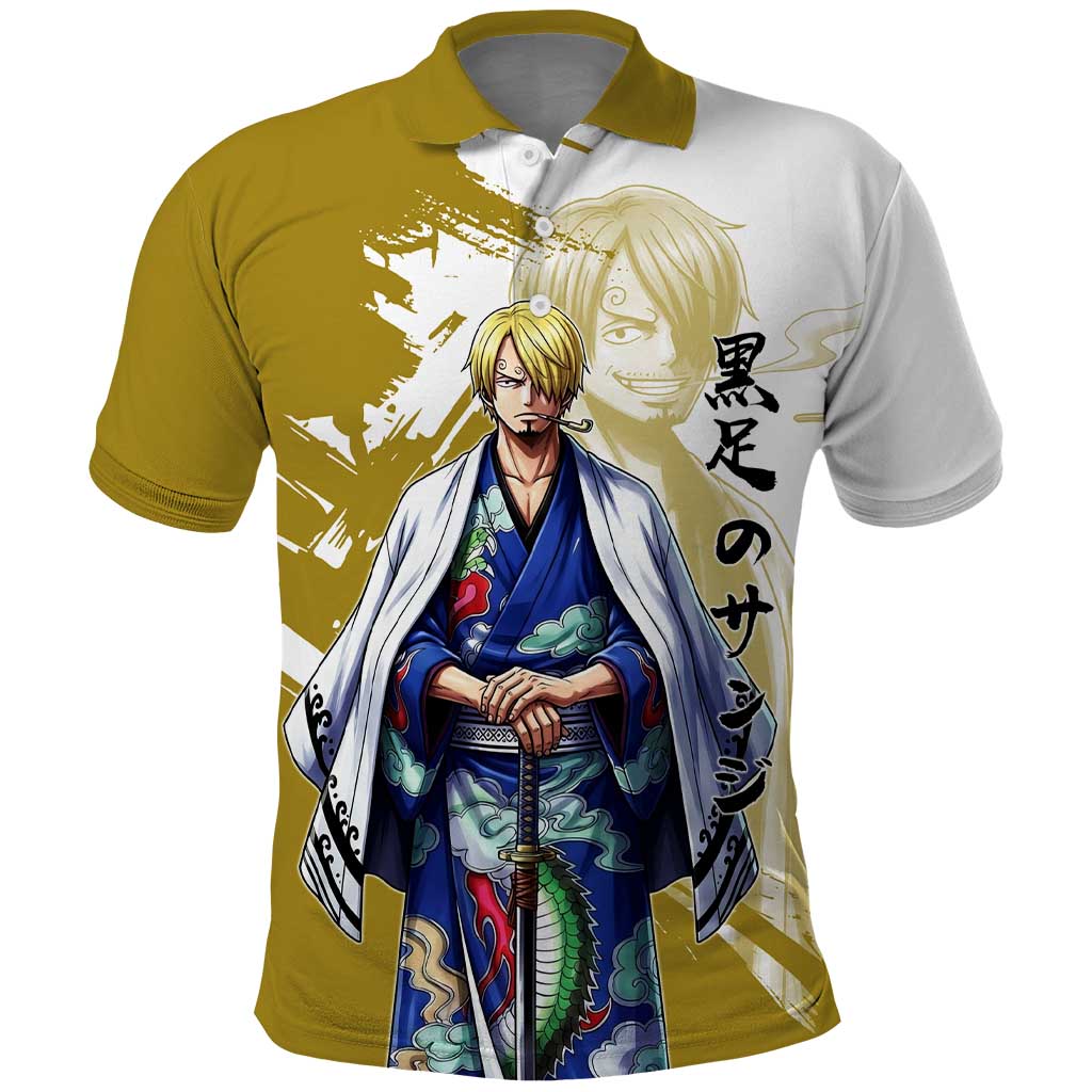 Vinsmoke Sanji - Wano Arc Samurai Style Polo Shirt Sanji in Traditional Kimono - One Piece Wano Edition